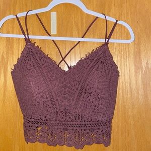 Mauve Willow and Root lace top, size L